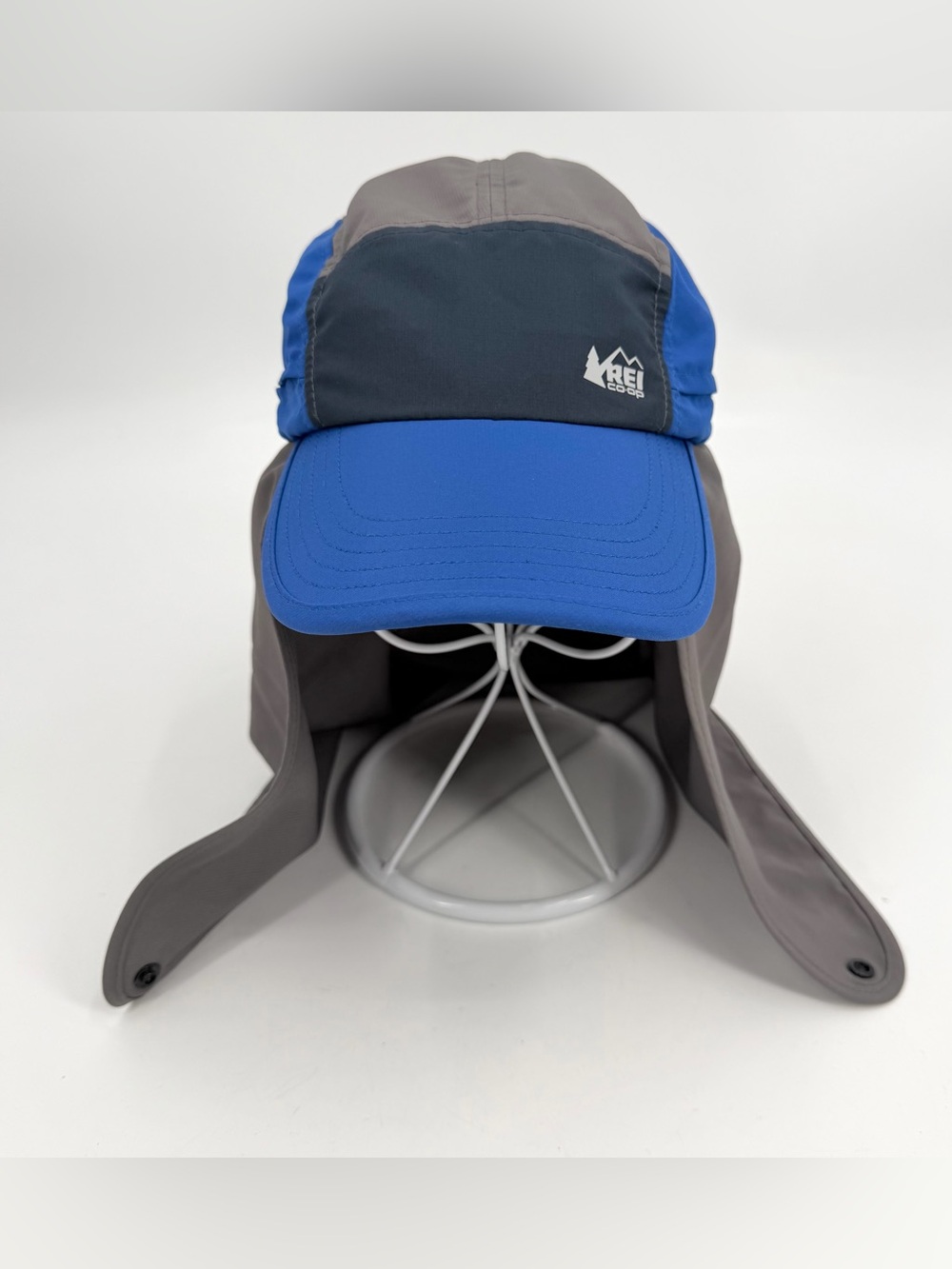 REI Co-op Hat Trailmade Cap With Cape Size S/M Blue Gray Hiking Lightweight
